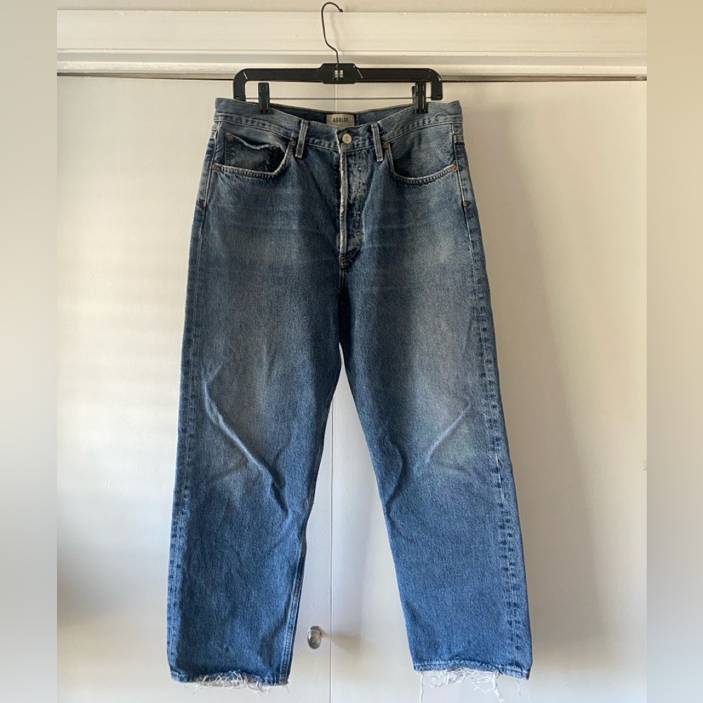 AGOLDE Classic High-Rise Straight Jeans in Medium Blue